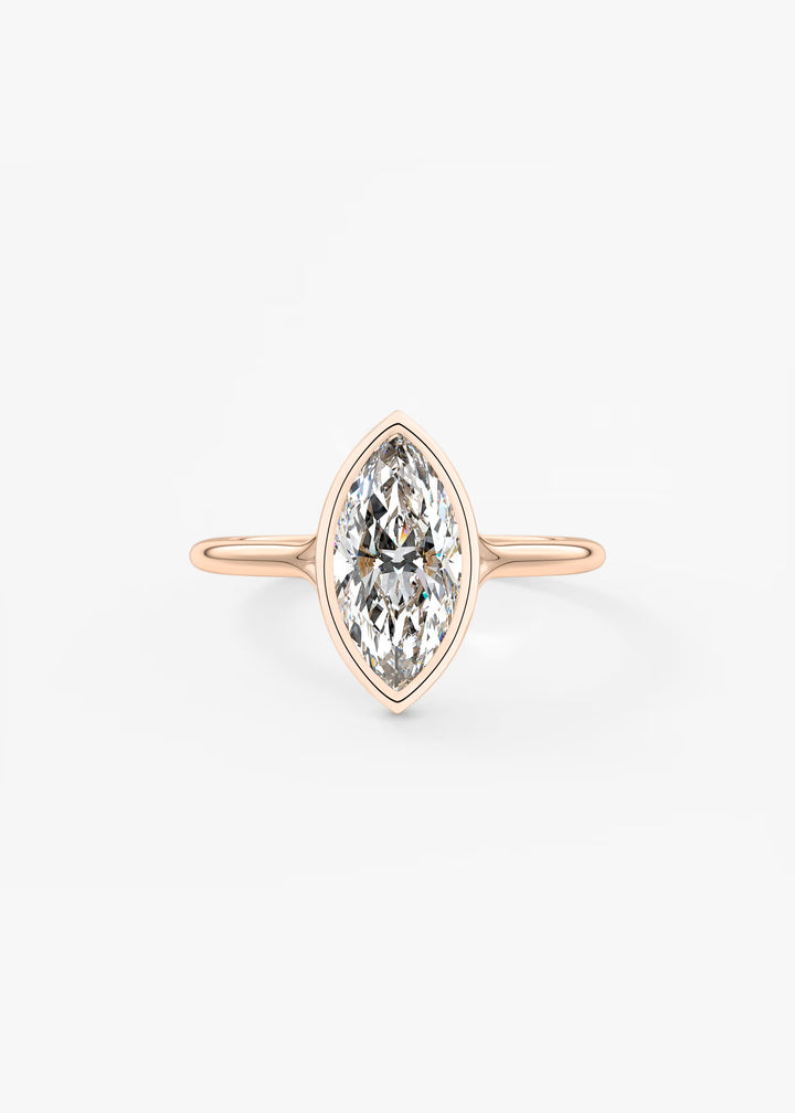 The Blanche Modern Marquise Cut Bezel Set Engagement Ring#material_rose