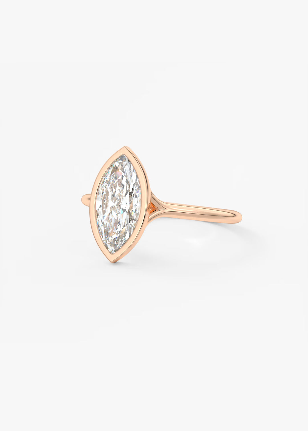 The Blanche Modern Marquise Cut Bezel Set Engagement Ring#material_rose