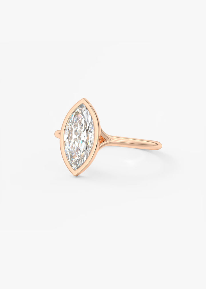 The Blanche Modern Marquise Cut Bezel Set Engagement Ring#material_rose