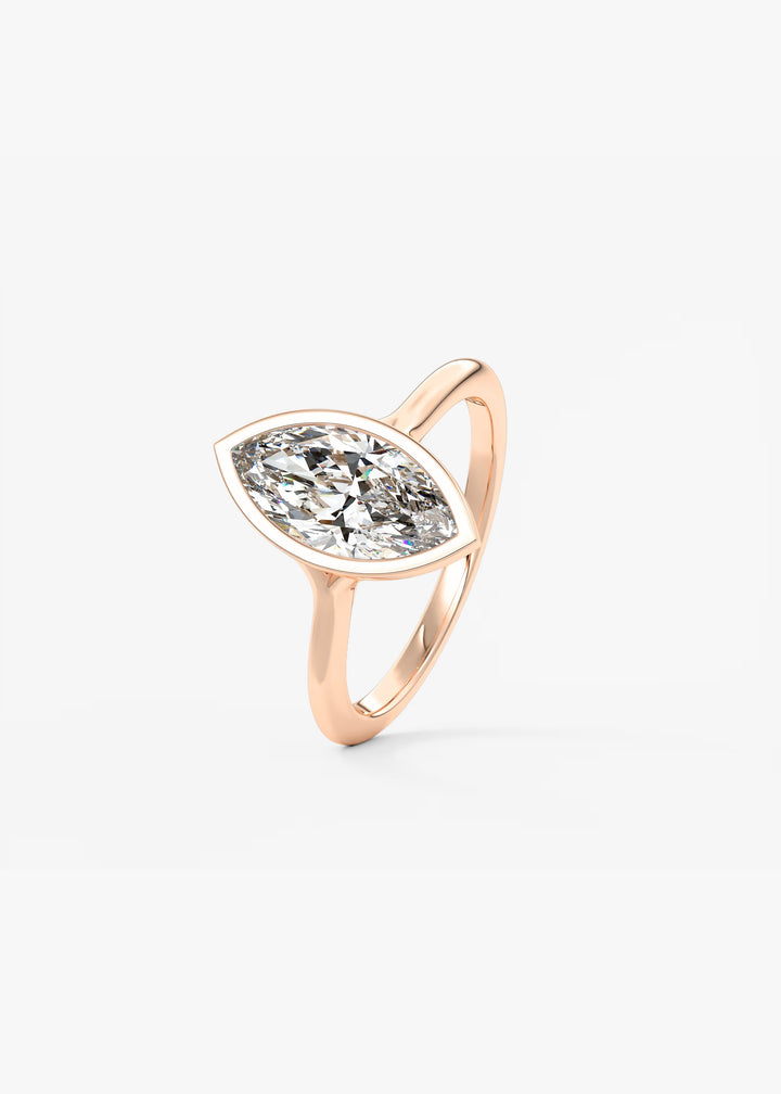 The Blanche Modern Marquise Cut Bezel Set Engagement Ring#material_rose