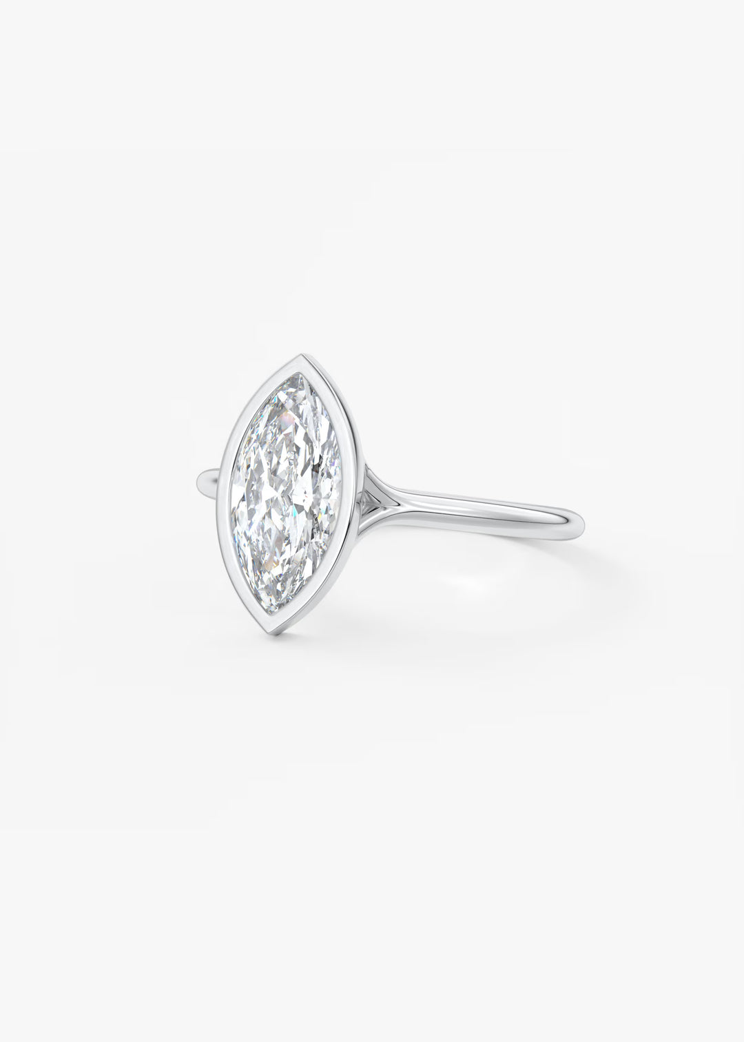 The Blanche Modern Marquise Cut Bezel Set Engagement Ring#material_white