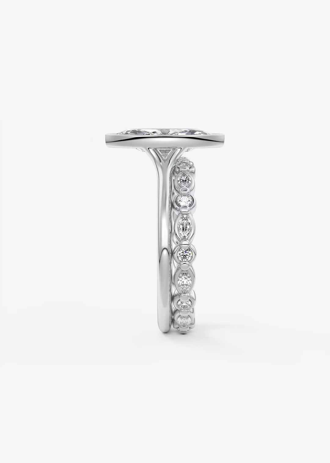The Blanche Modern Marquise Cut Bezel Set Engagement Ring#material_white