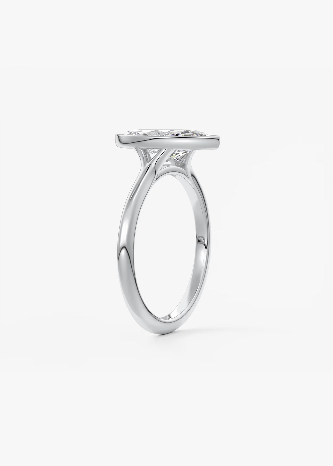 The Blanche Modern Marquise Cut Bezel Set Engagement Ring#material_white