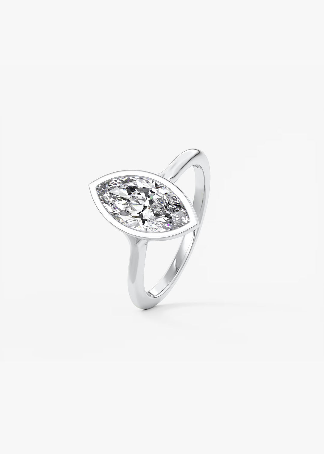 The Blanche Modern Marquise Cut Bezel Set Engagement Ring#material_white