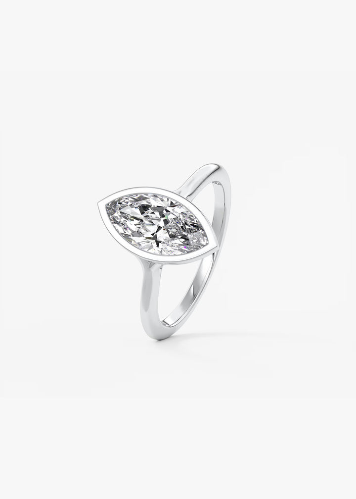 The Blanche Modern Marquise Cut Bezel Set Engagement Ring#material_white