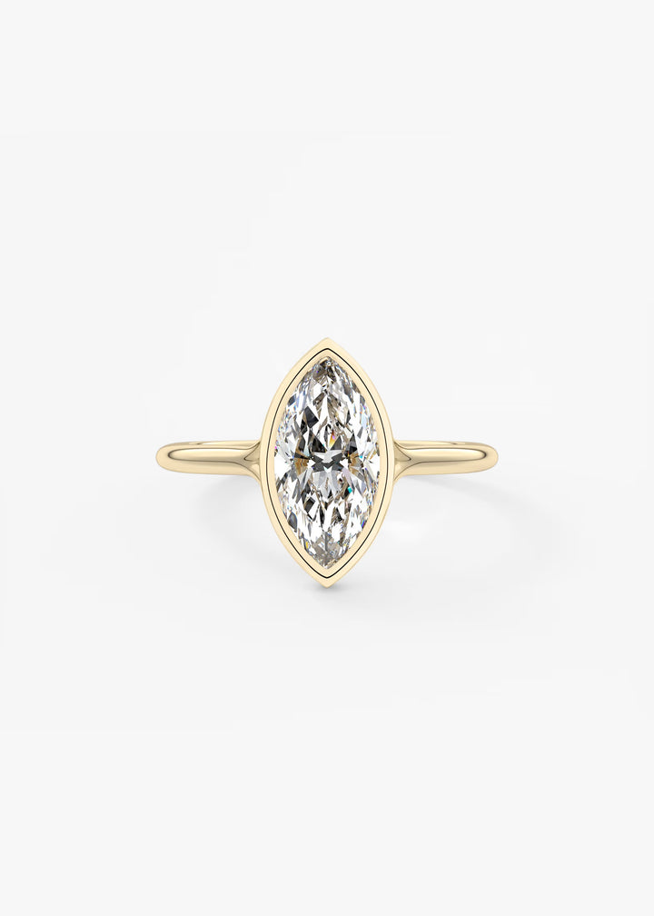 The Blanche Modern Marquise Cut Bezel Set Engagement Ring#material_gold
