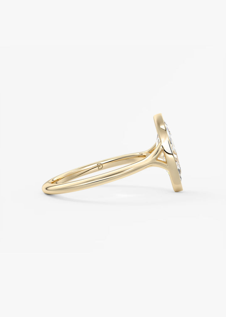 The Blanche Modern Marquise Cut Bezel Set Engagement Ring#material_gold