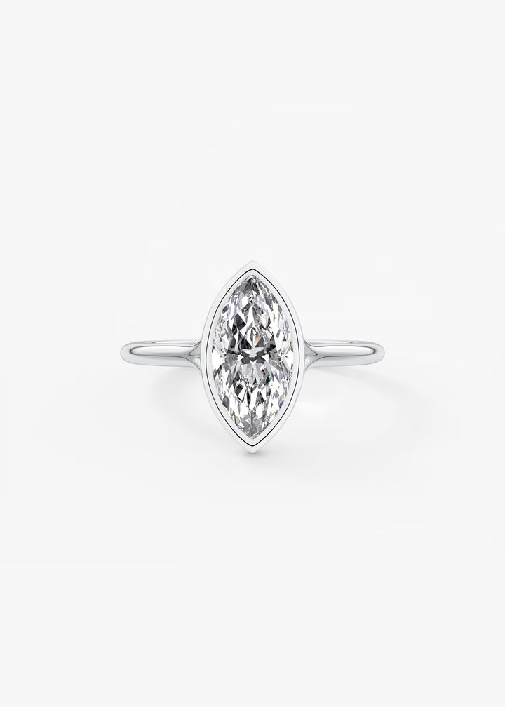The Blanche Modern Marquise Cut Bezel Set Engagement Ring#material_white