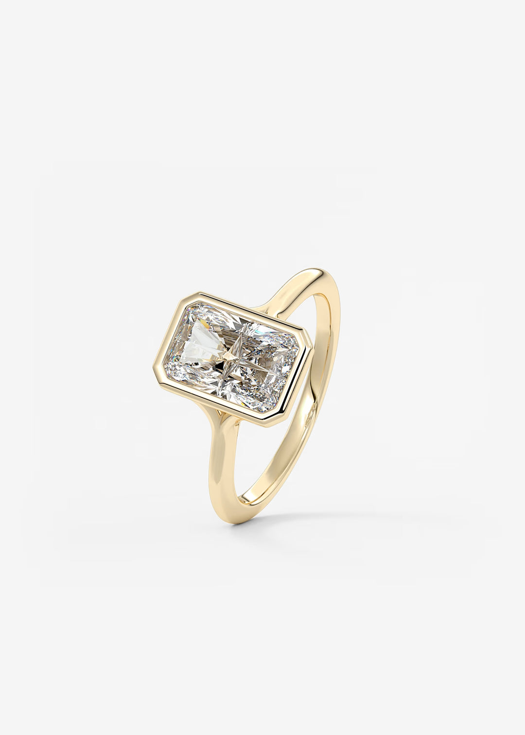 The Blanche Modern Radiant Cut Bezel Set Engagement Ring#material_white