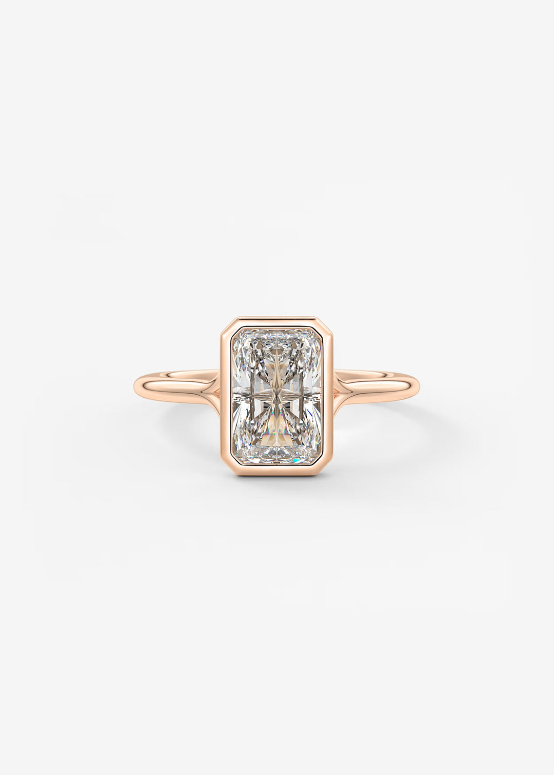 The Blanche Modern Radiant Cut Bezel Set Engagement Ring#material_rose