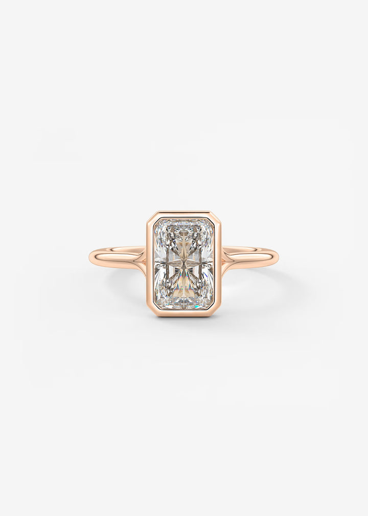 The Blanche Modern Radiant Cut Bezel Set Engagement Ring#material_rose