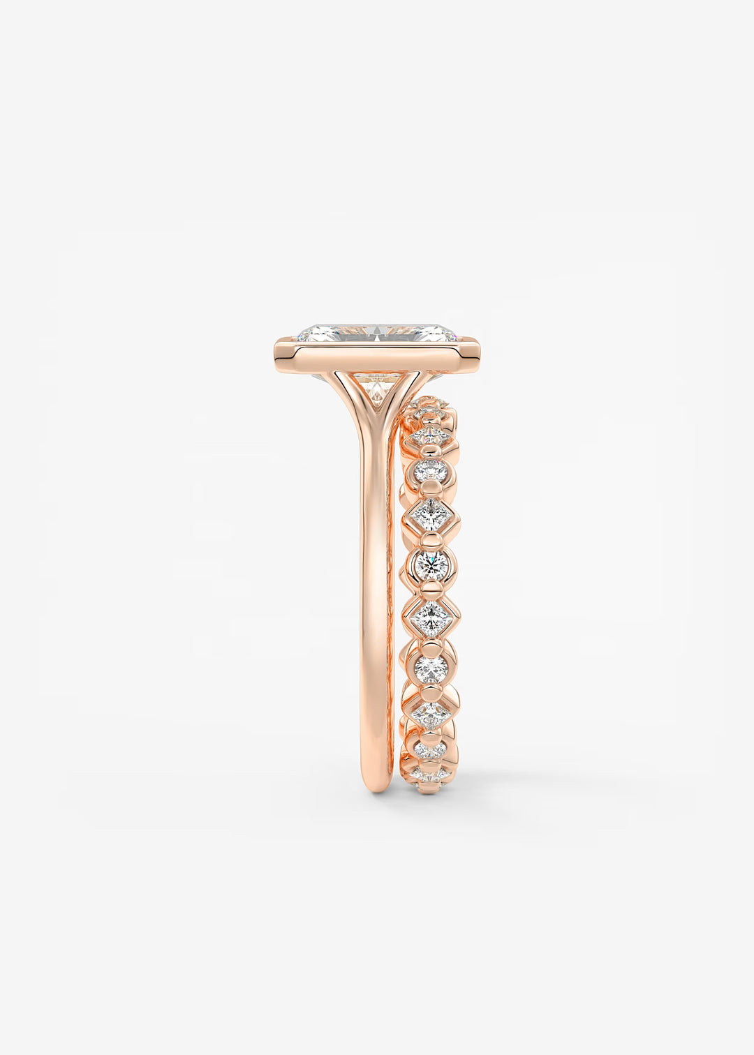 The Blanche Modern Radiant Cut Bezel Set Engagement Ring#material_white