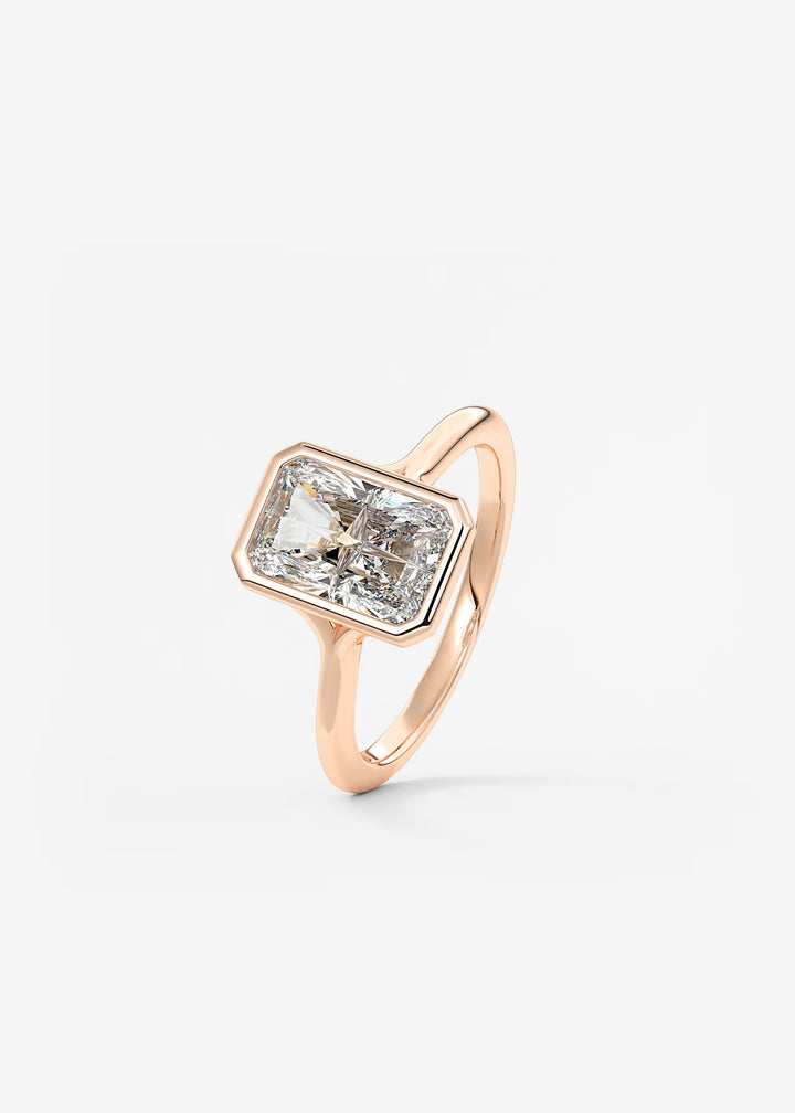 The Blanche Modern Radiant Cut Bezel Set Engagement Ring#material_white