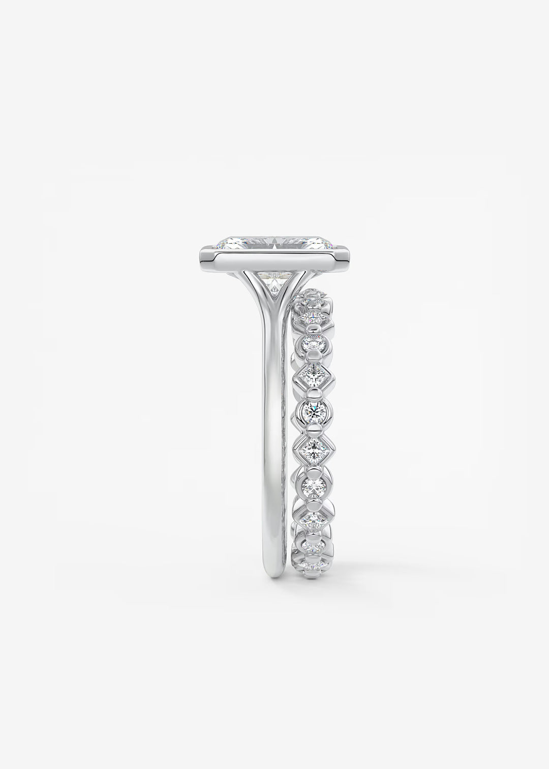 The Blanche Modern Radiant Cut Bezel Set Engagement Ring#material_white