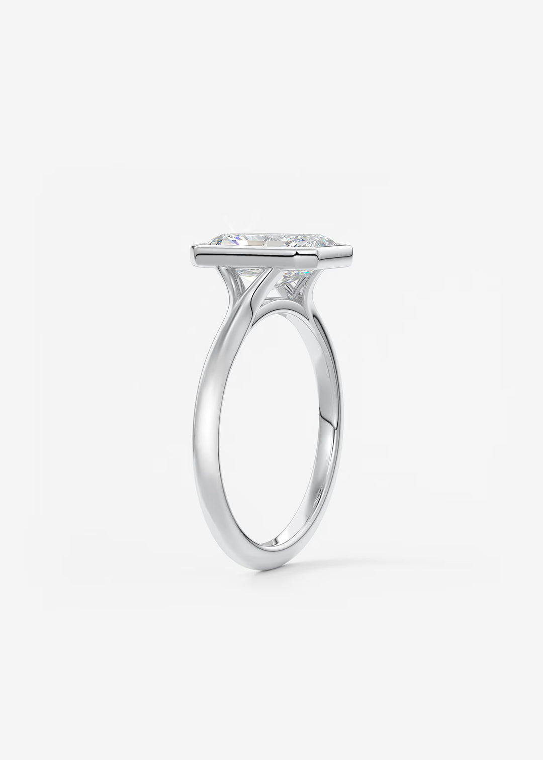 The Blanche Modern Radiant Cut Bezel Set Engagement Ring#material_white