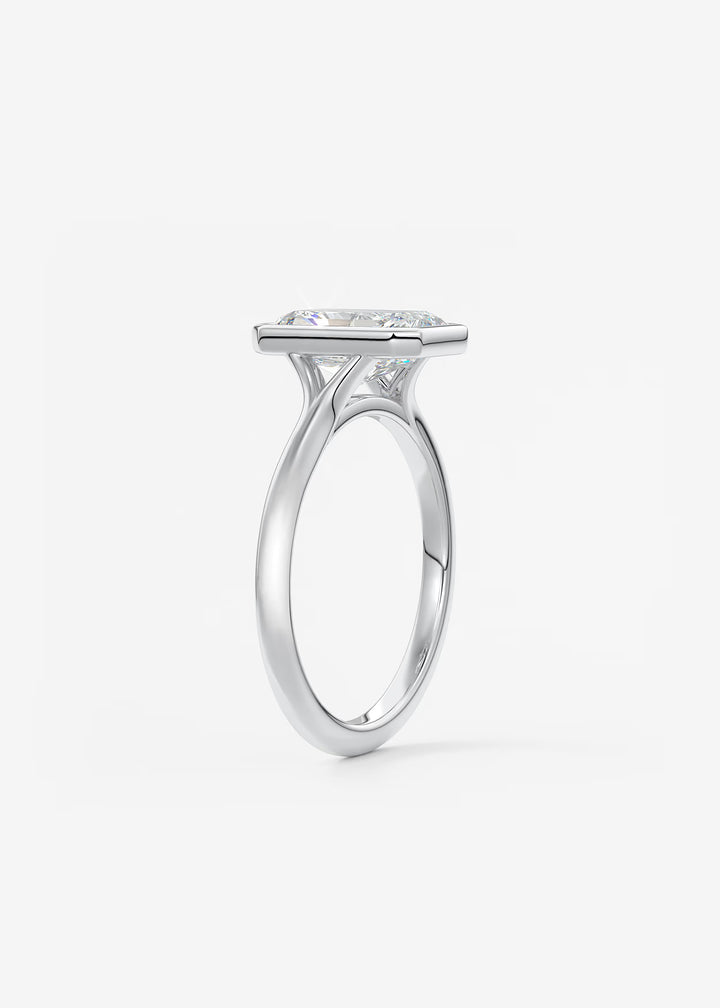 The Blanche Modern Radiant Cut Bezel Set Engagement Ring#material_white