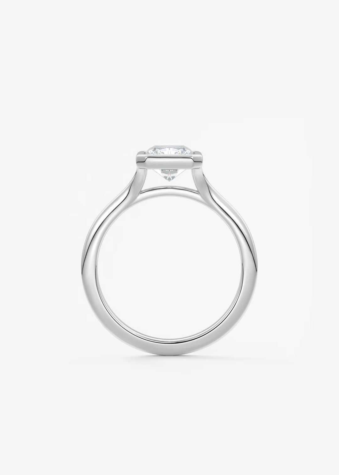 The Blanche Modern Radiant Cut Bezel Set Engagement Ring#material_white