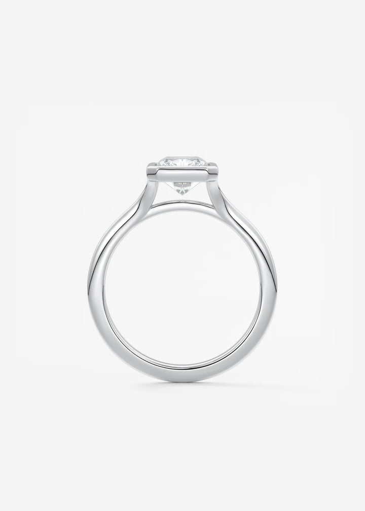 The Blanche Modern Radiant Cut Bezel Set Engagement Ring#material_white
