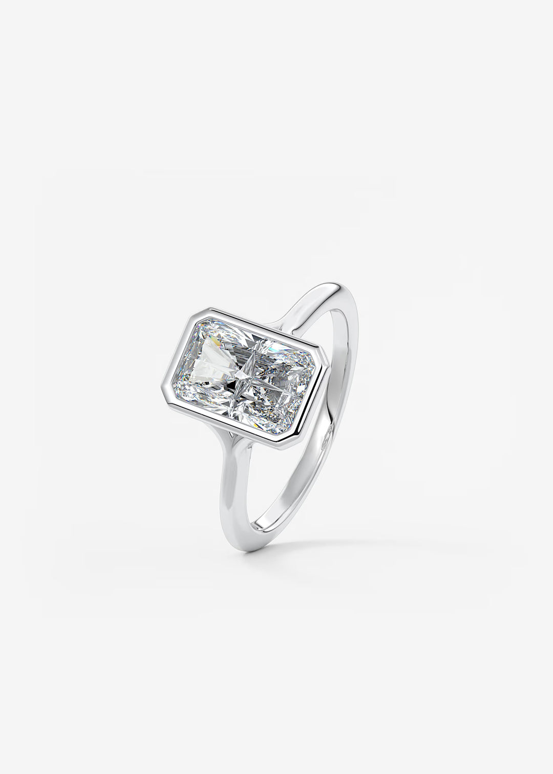 The Blanche Modern Radiant Cut Bezel Set Engagement Ring#material_white