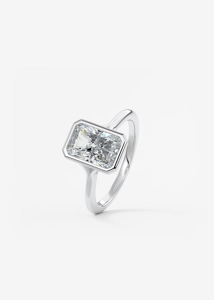The Blanche Modern Radiant Cut Bezel Set Engagement Ring#material_white