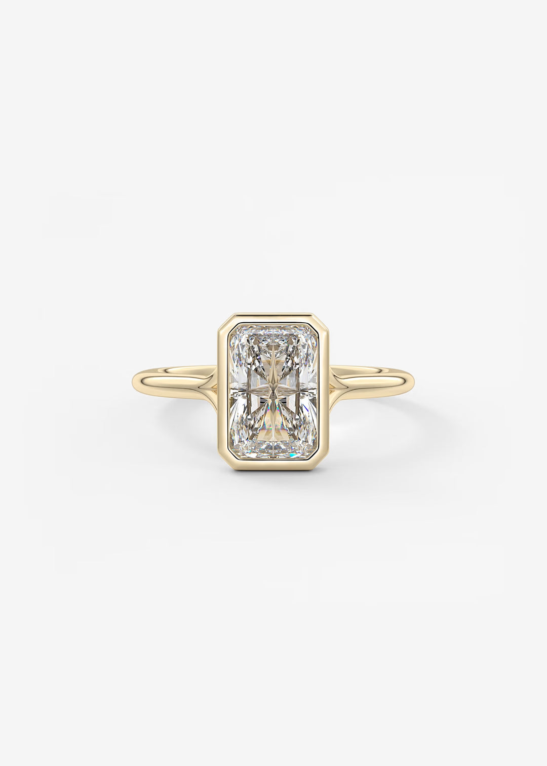 The Blanche Modern Radiant Cut Bezel Set Engagement Ring#material_gold