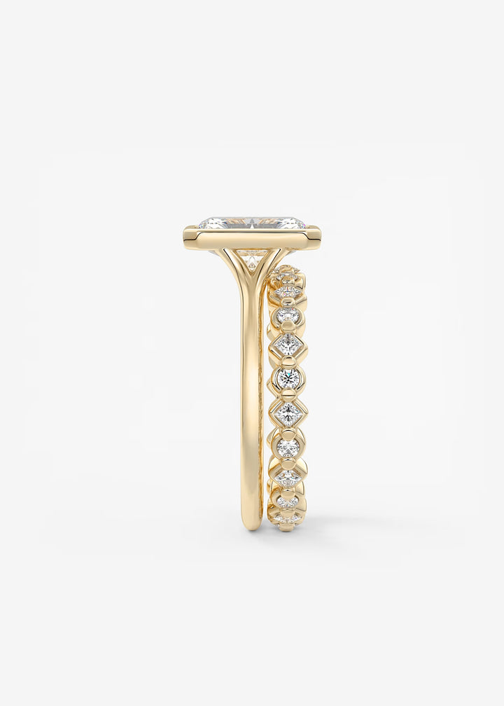 The Blanche Modern Radiant Cut Bezel Set Engagement Ring#material_white