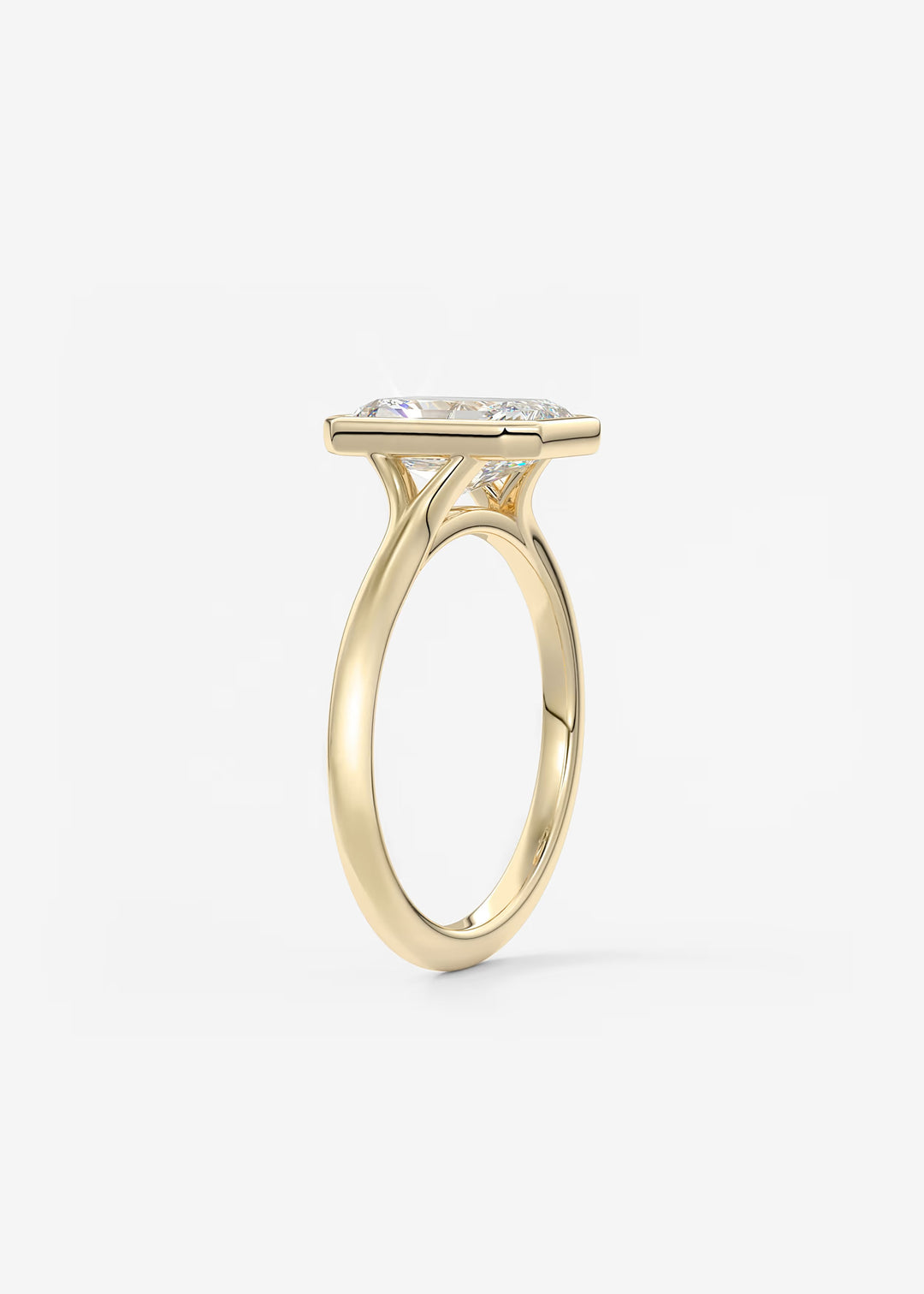 The Blanche Modern Radiant Cut Bezel Set Engagement Ring#material_white