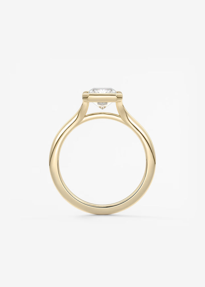 The Blanche Modern Radiant Cut Bezel Set Engagement Ring#material_white
