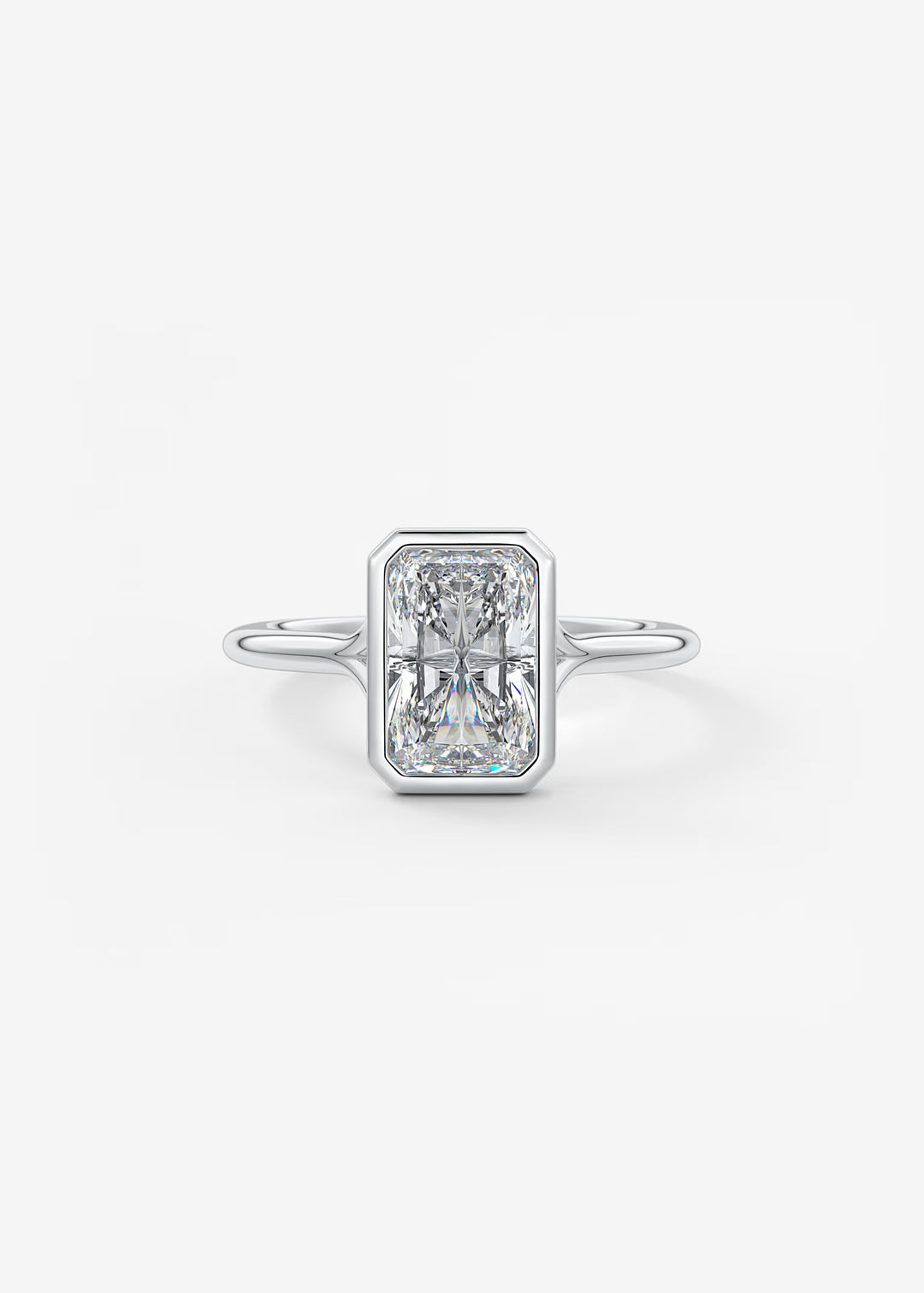 The Blanche Modern Radiant Cut Bezel Set Engagement Ring#material_white