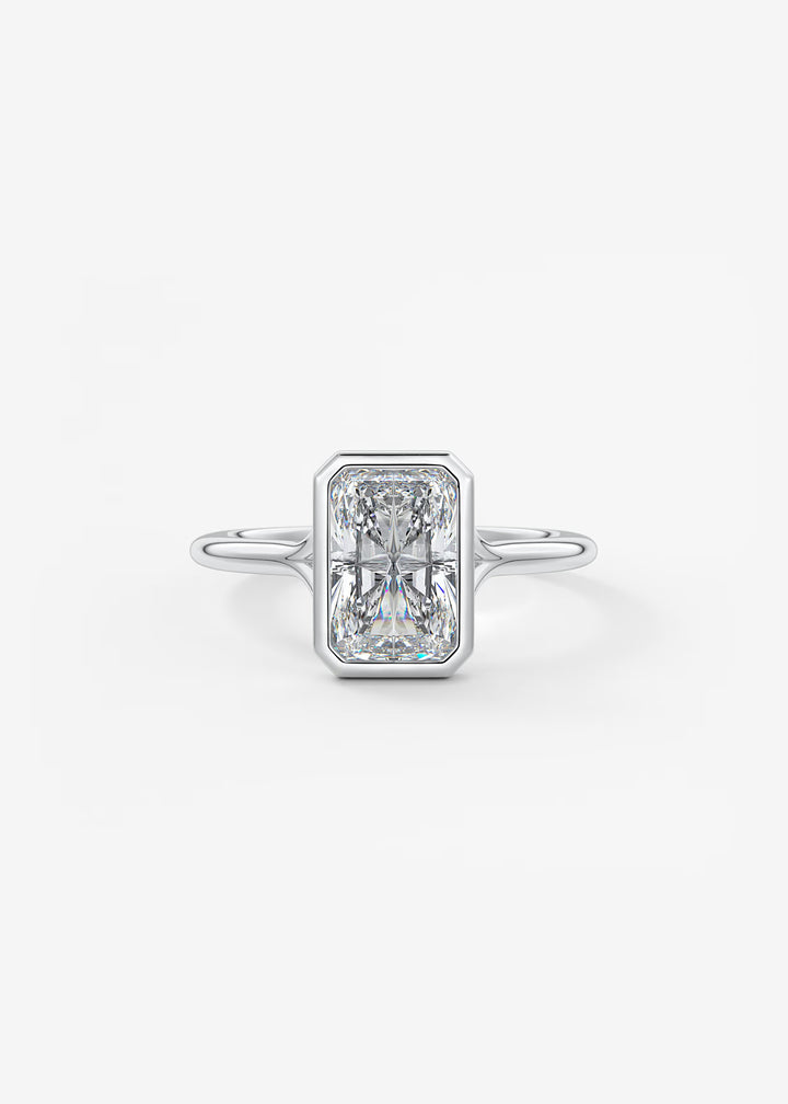 The Blanche Modern Radiant Cut Bezel Set Engagement Ring#material_white