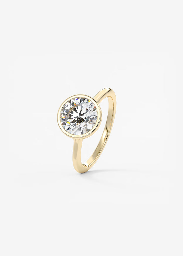 The Blanche Modern Round Cut Bezel Set Engagement Ring#material_gold