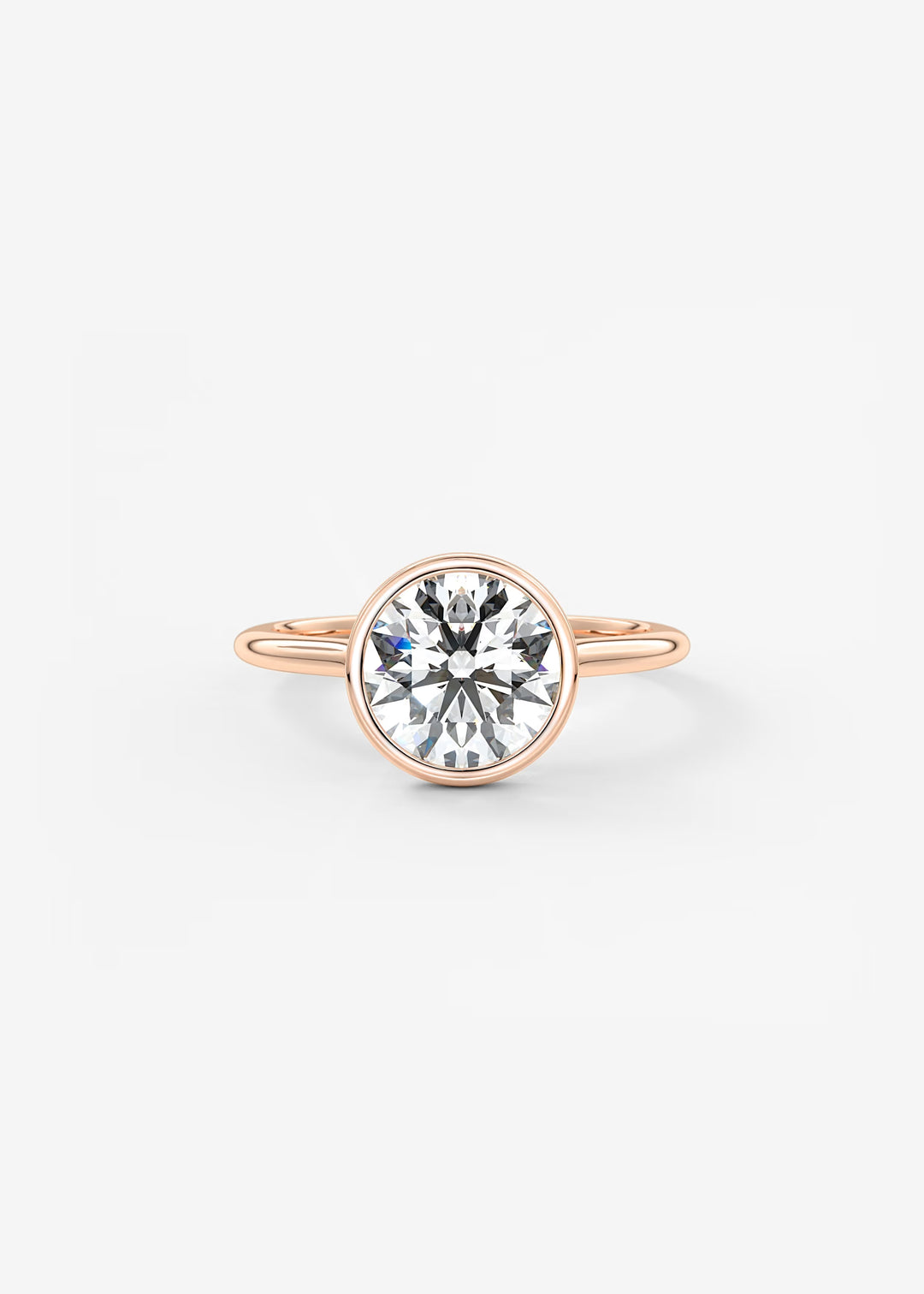 The Blanche Modern Round Cut Bezel Set Engagement Ring#material_rose