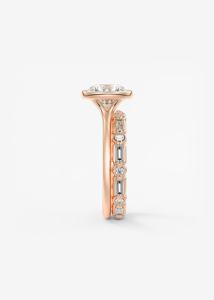 The Blanche Modern Round Cut Bezel Set Engagement Ring#material_rose