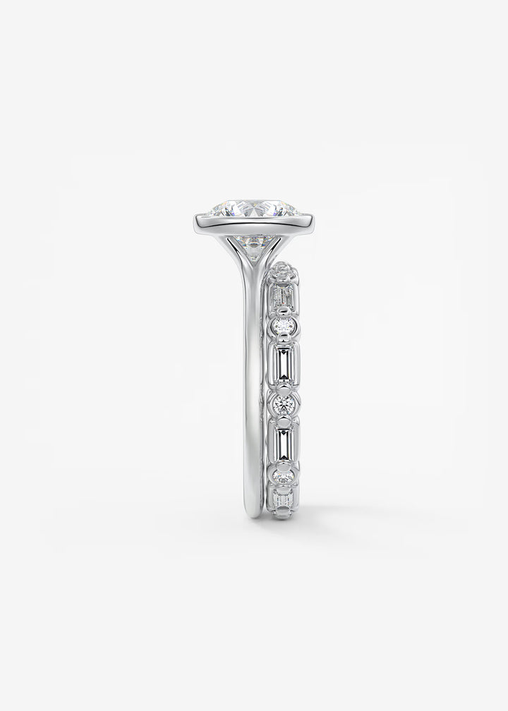 The Blanche Modern Round Cut Bezel Set Engagement Ring#material_white