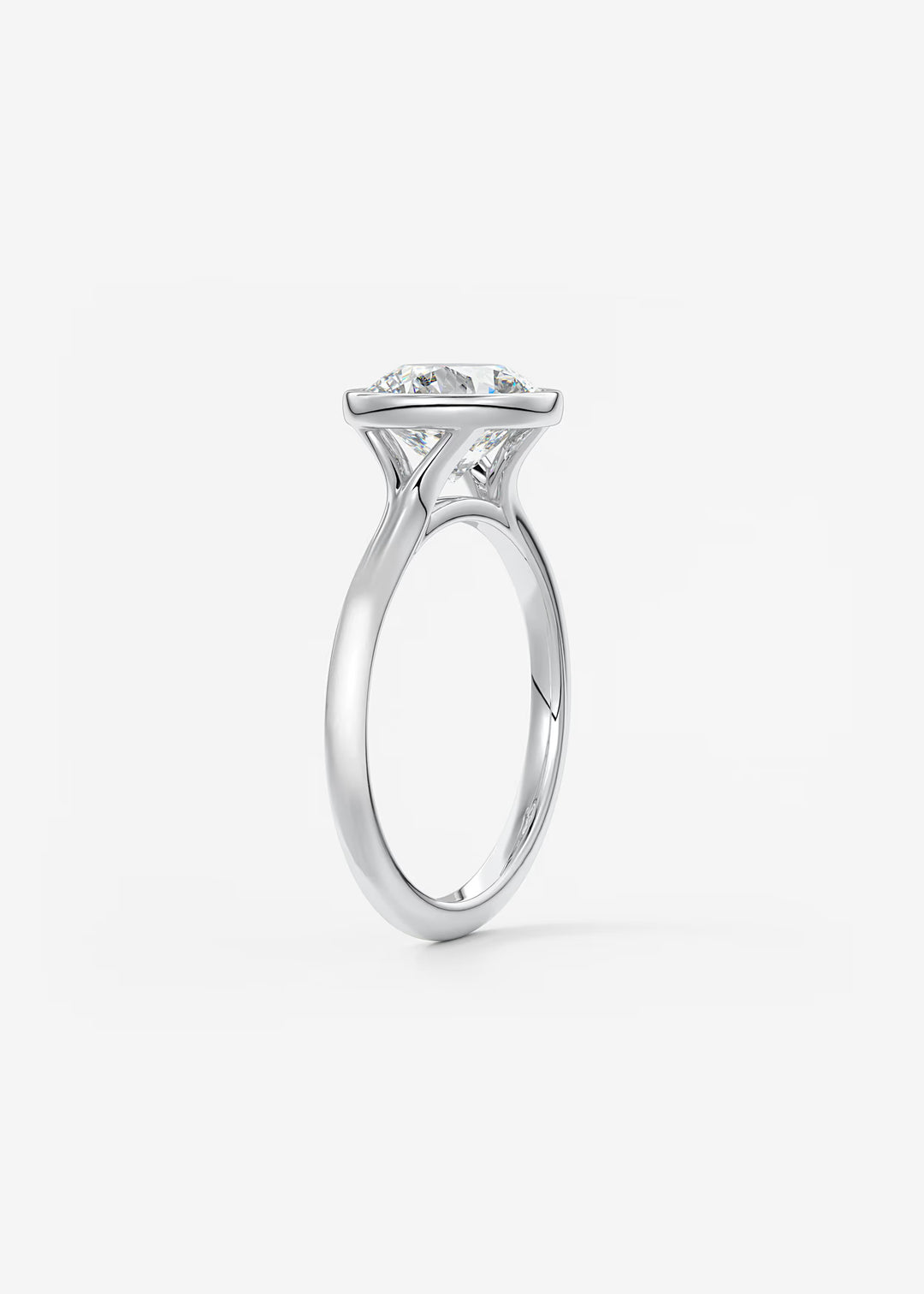 The Blanche Modern Round Cut Bezel Set Engagement Ring#material_white