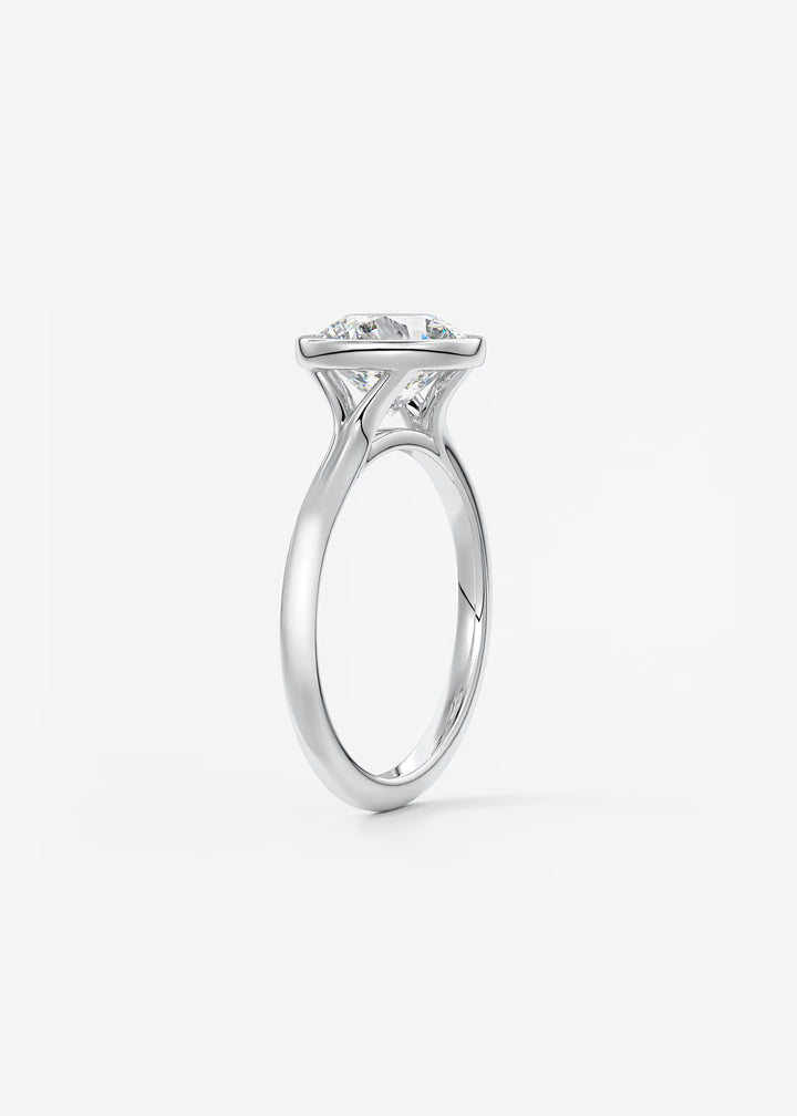 The Blanche Modern Round Cut Bezel Set Engagement Ring#material_white