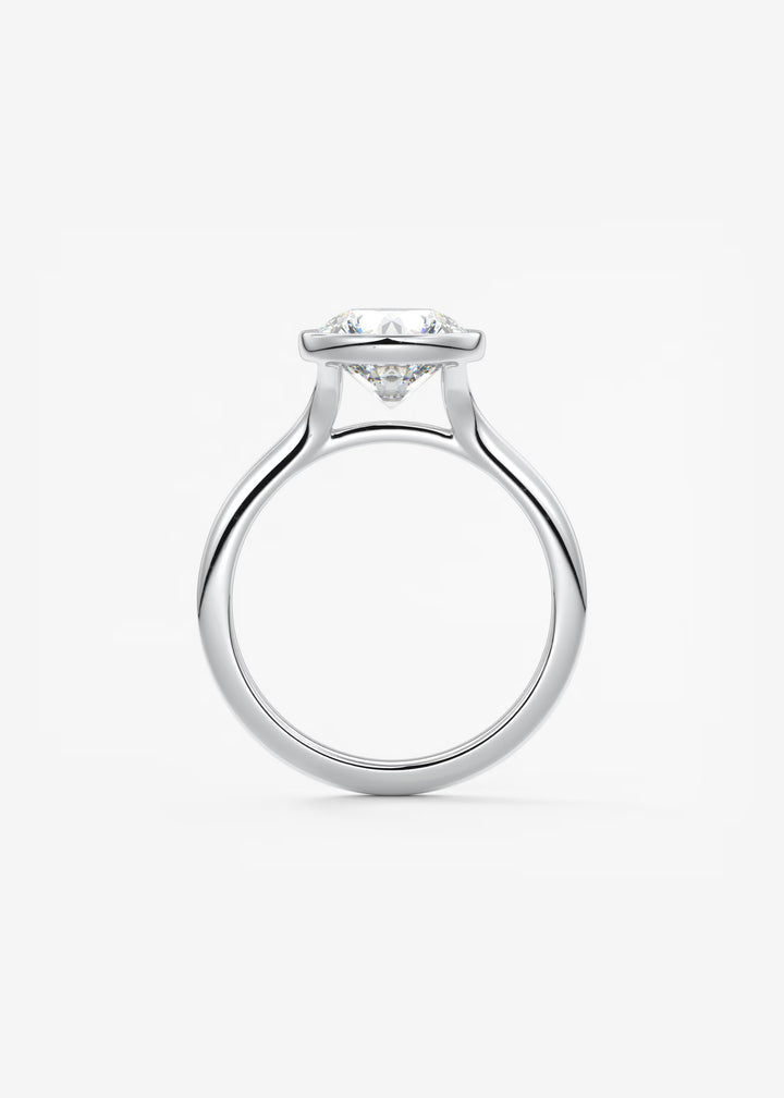 The Blanche Modern Round Cut Bezel Set Engagement Ring#material_white