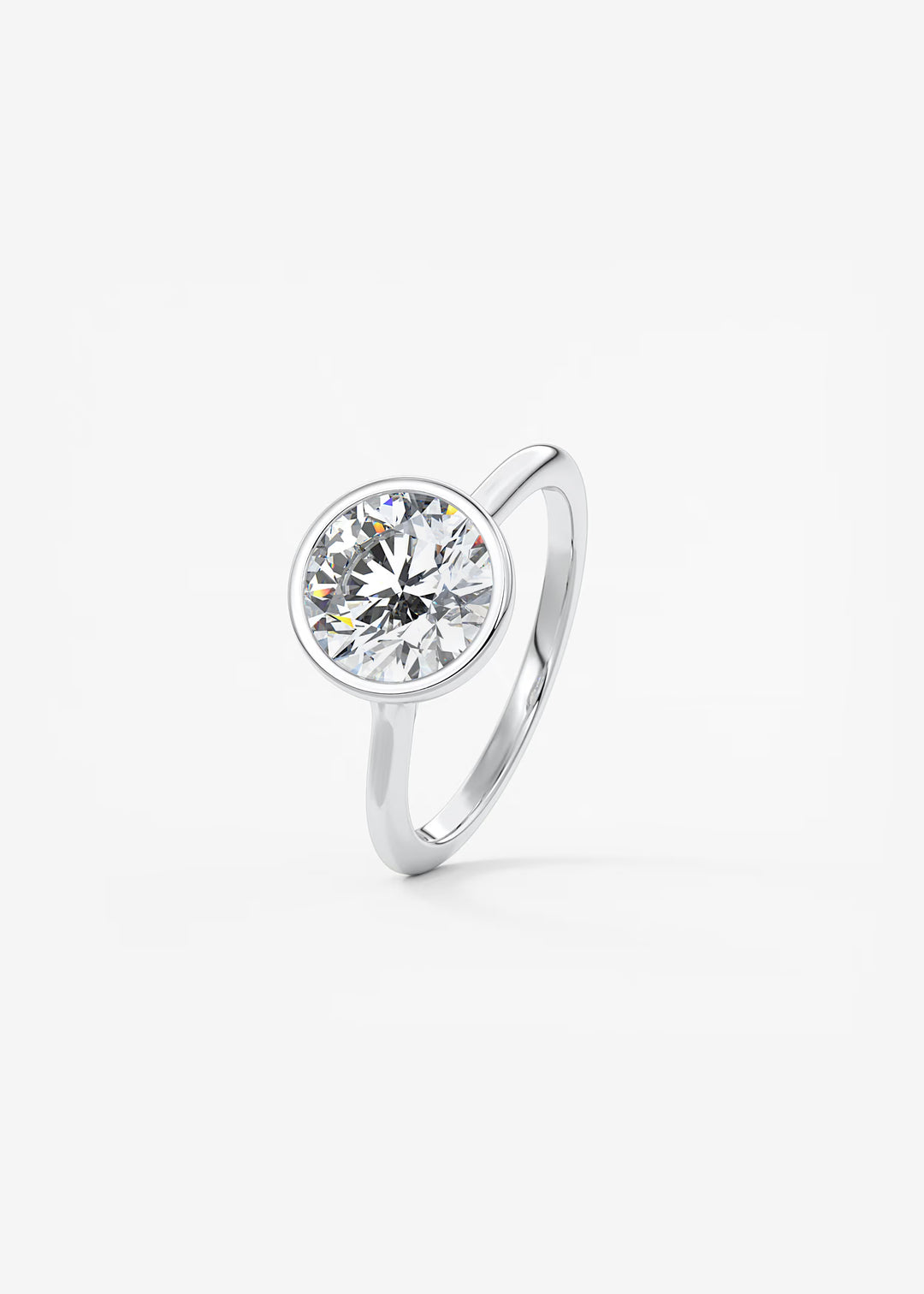 The Blanche Modern Round Cut Bezel Set Engagement Ring#material_white