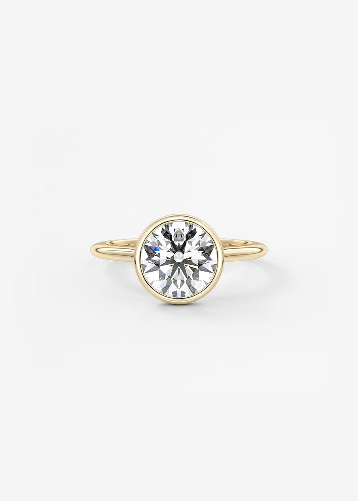 The Blanche Modern Round Cut Bezel Set Engagement Ring#material_gold