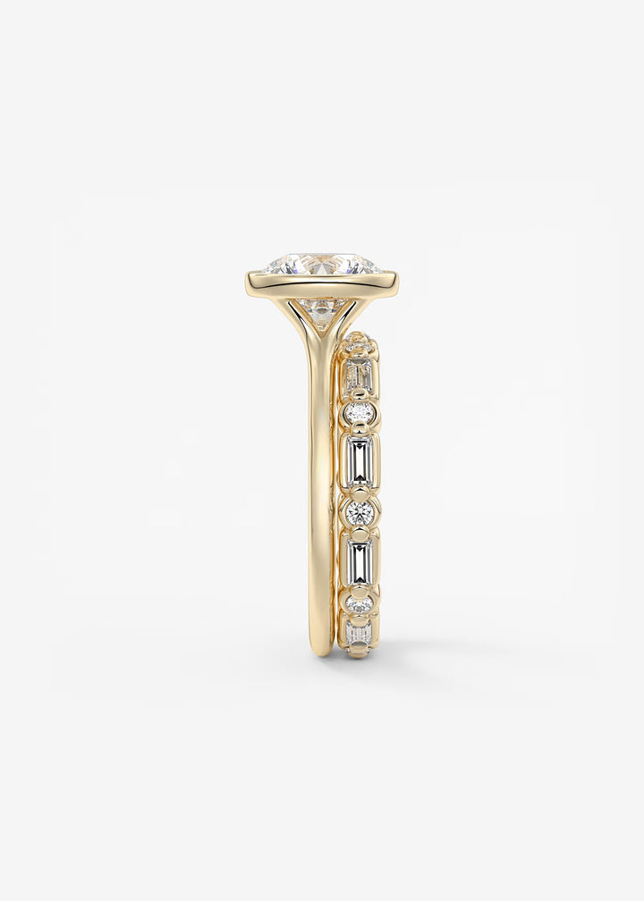 The Blanche Modern Round Cut Bezel Set Engagement Ring#material_gold
