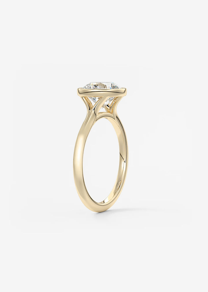 The Blanche Modern Round Cut Bezel Set Engagement Ring#material_gold