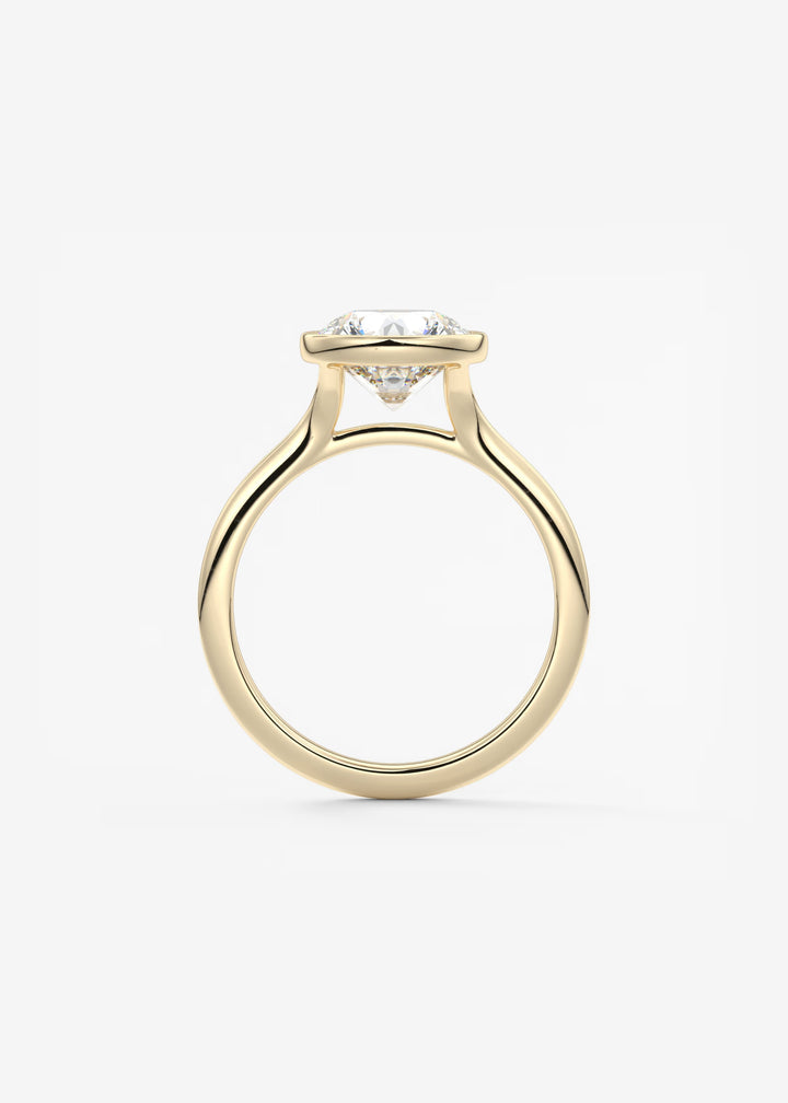 The Blanche Modern Round Cut Bezel Set Engagement Ring#material_gold