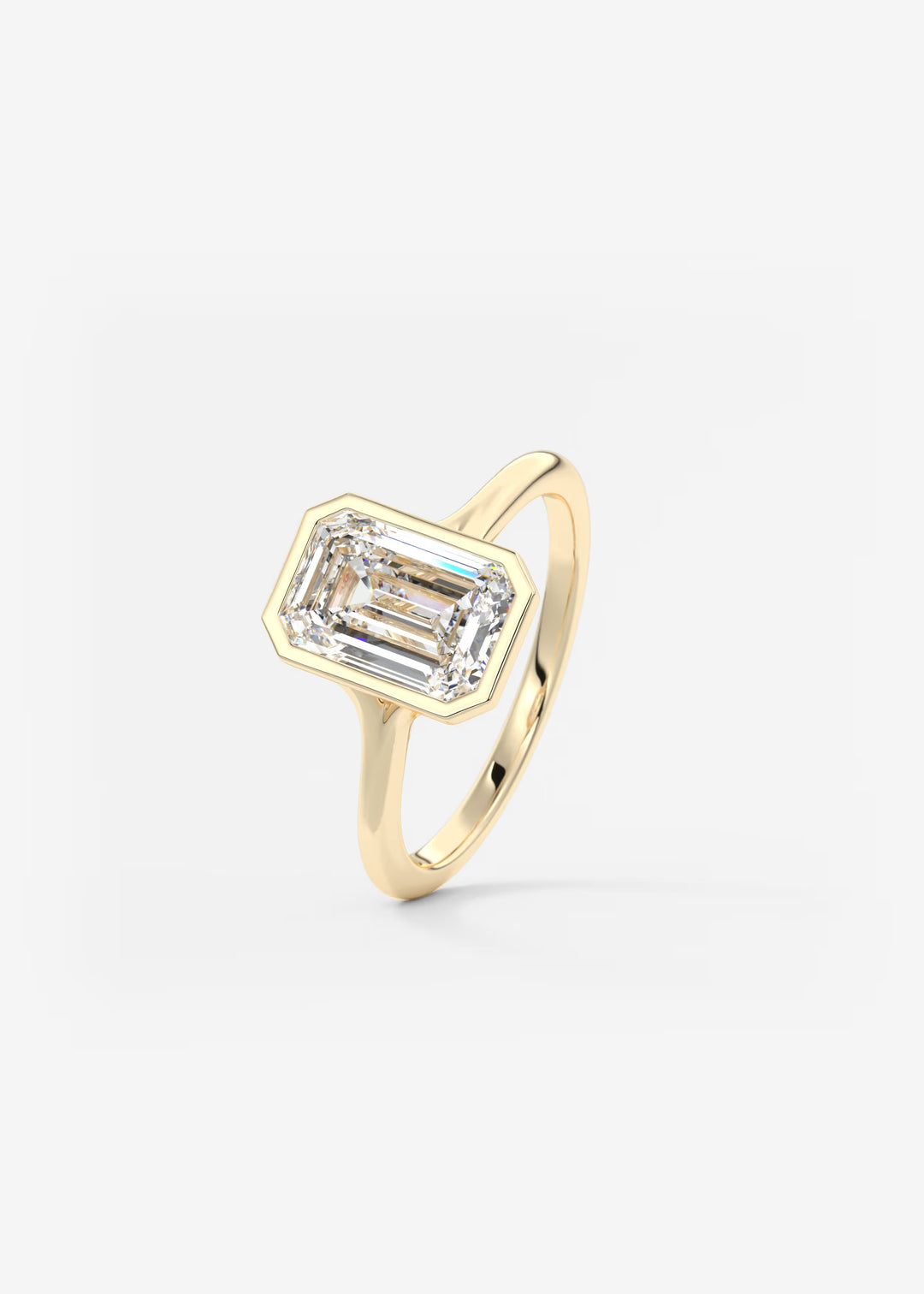 The Blanche Modern Emerald Bezel Set Engagement Ring#material_gold