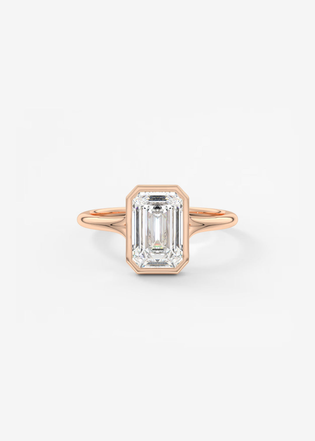 The Blanche Modern Emerald Cut Bezel Set Engagement Ring#material_rose