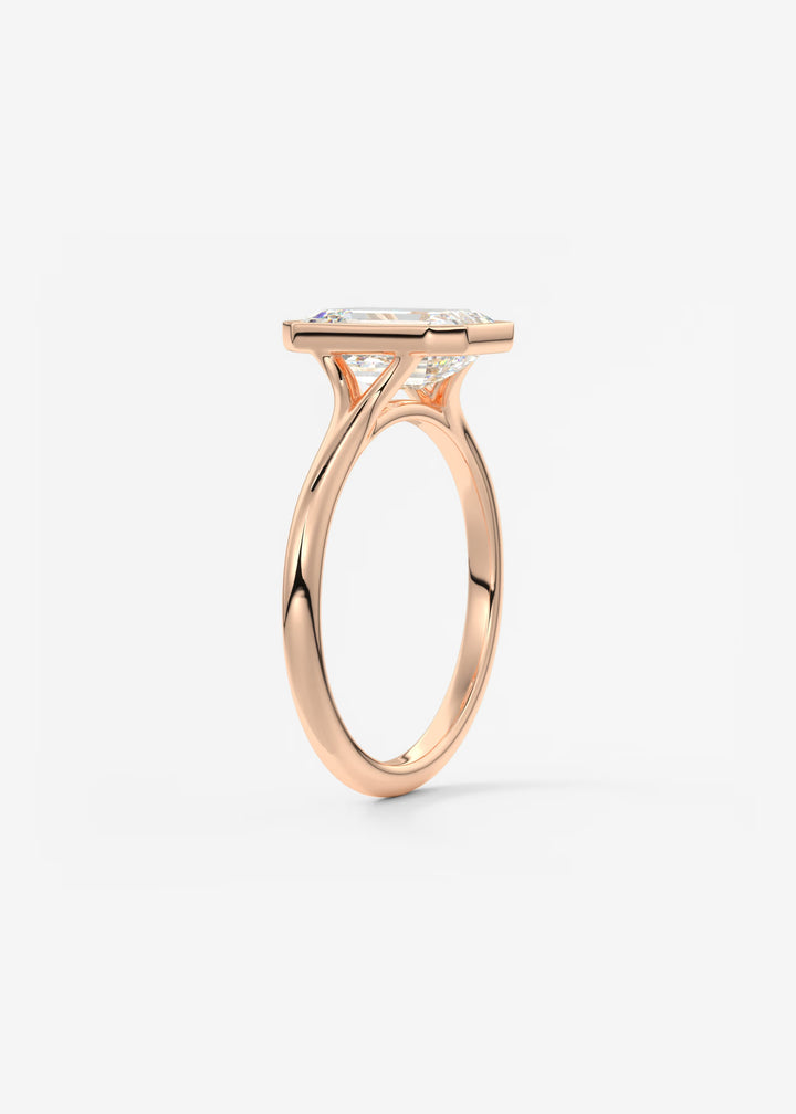 The Blanche Modern Emerald Bezel Set Engagement Ring#material_rose