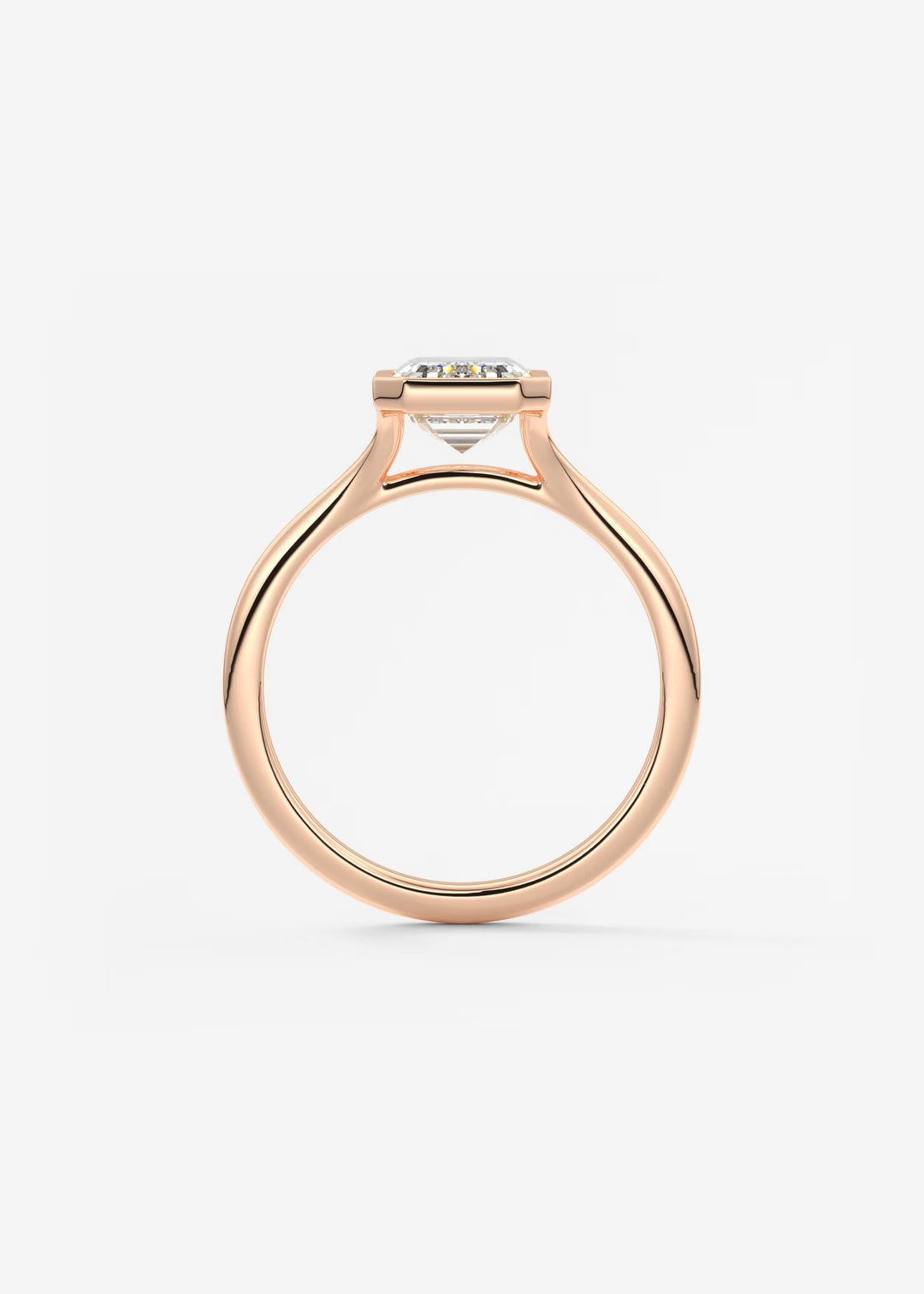 The Blanche Modern Emerald Bezel Set Engagement Ring#material_rose