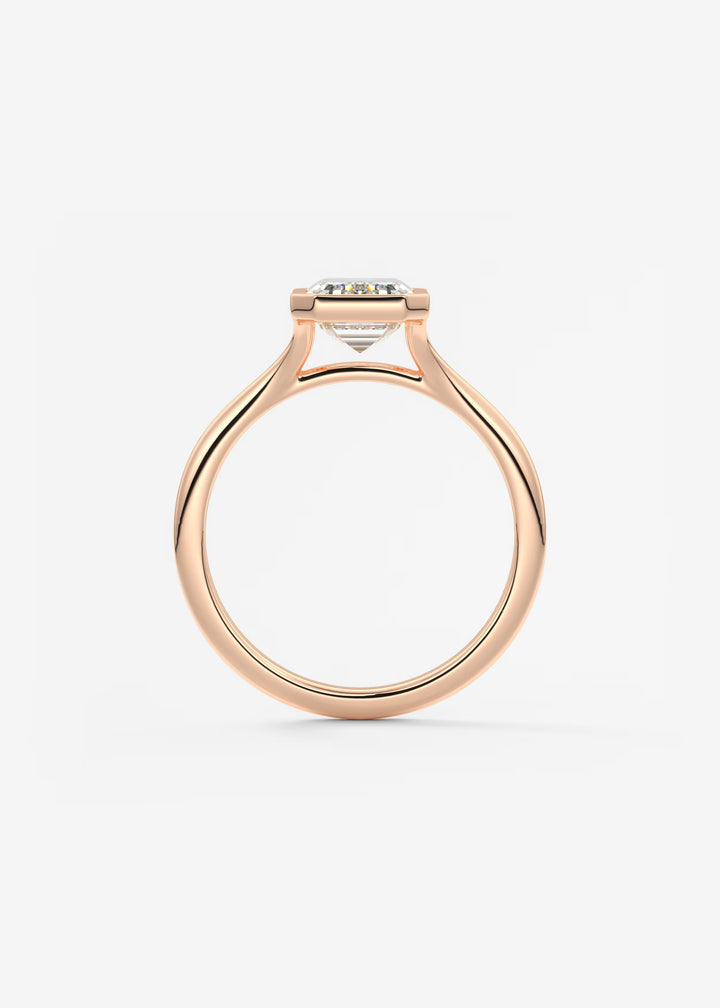 The Blanche Modern Emerald Bezel Set Engagement Ring#material_rose