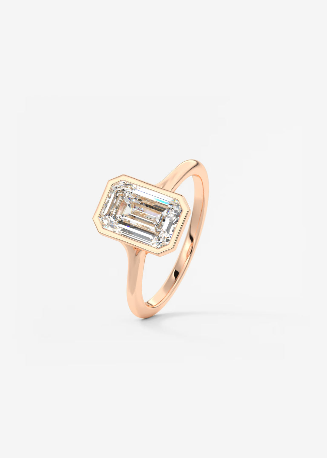 The Blanche Modern Emerald Bezel Set Engagement Ring#material_rose