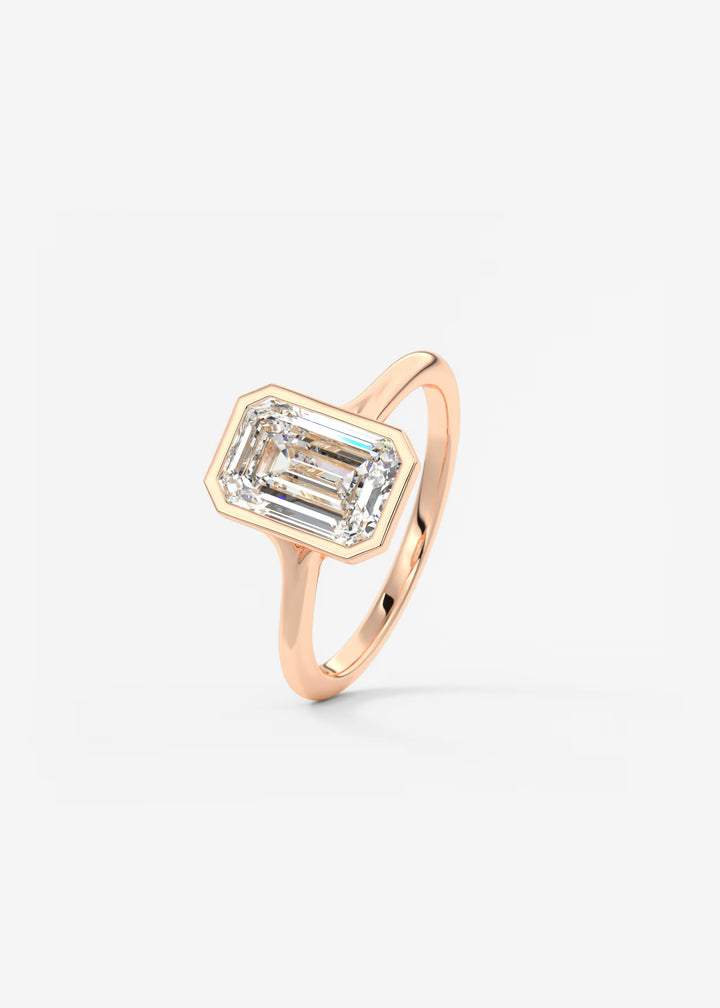The Blanche Modern Emerald Bezel Set Engagement Ring#material_rose