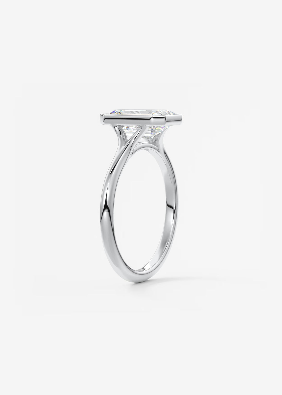 The Blanche Modern Emerald Bezel Set Engagement Ring#material_white
